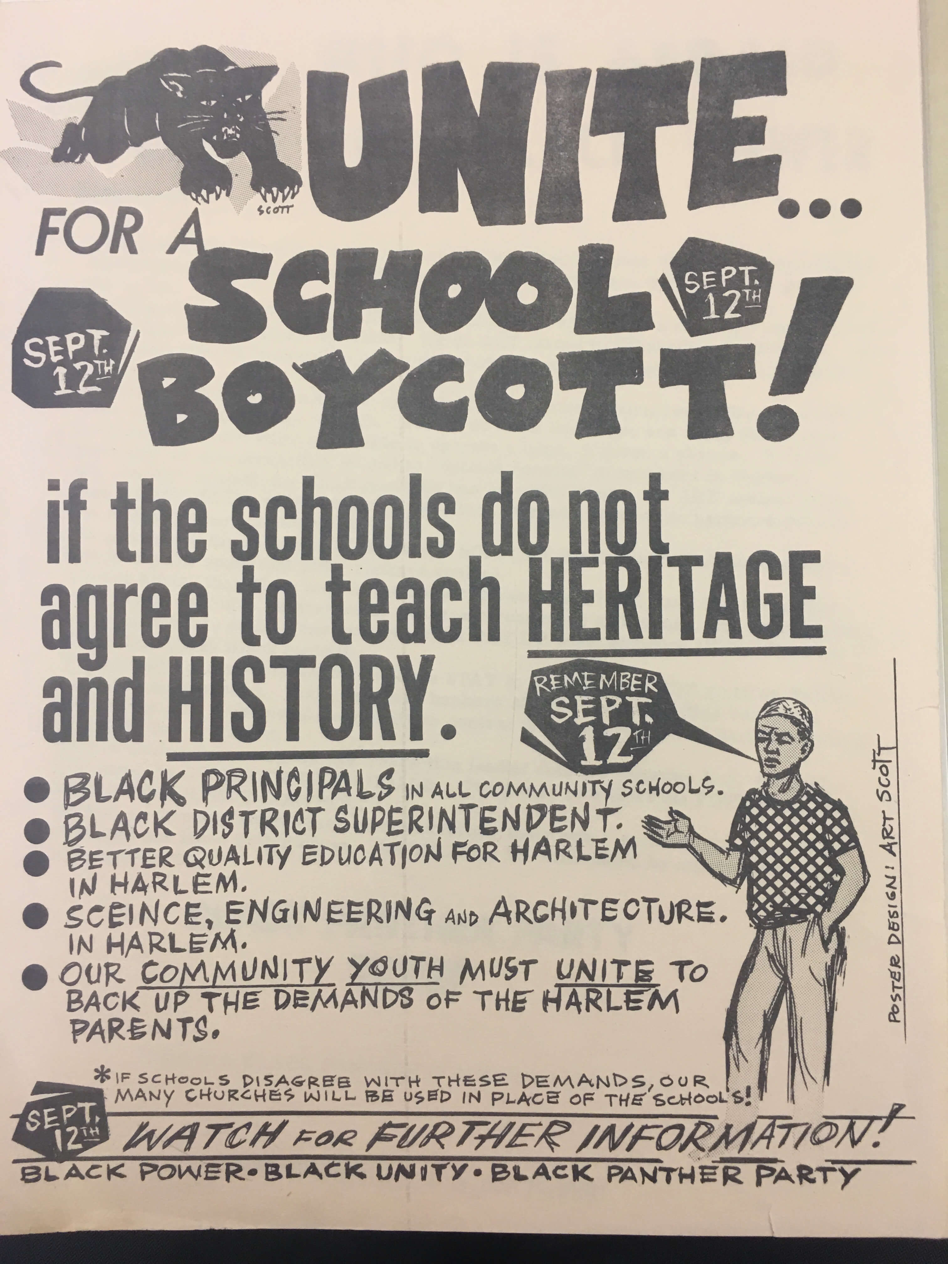 Black Panther Party flier for school boycott